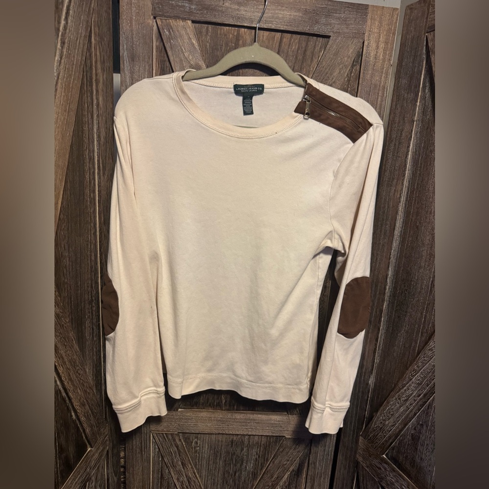 Lauren Ralph Lauren Cream and Brown Top